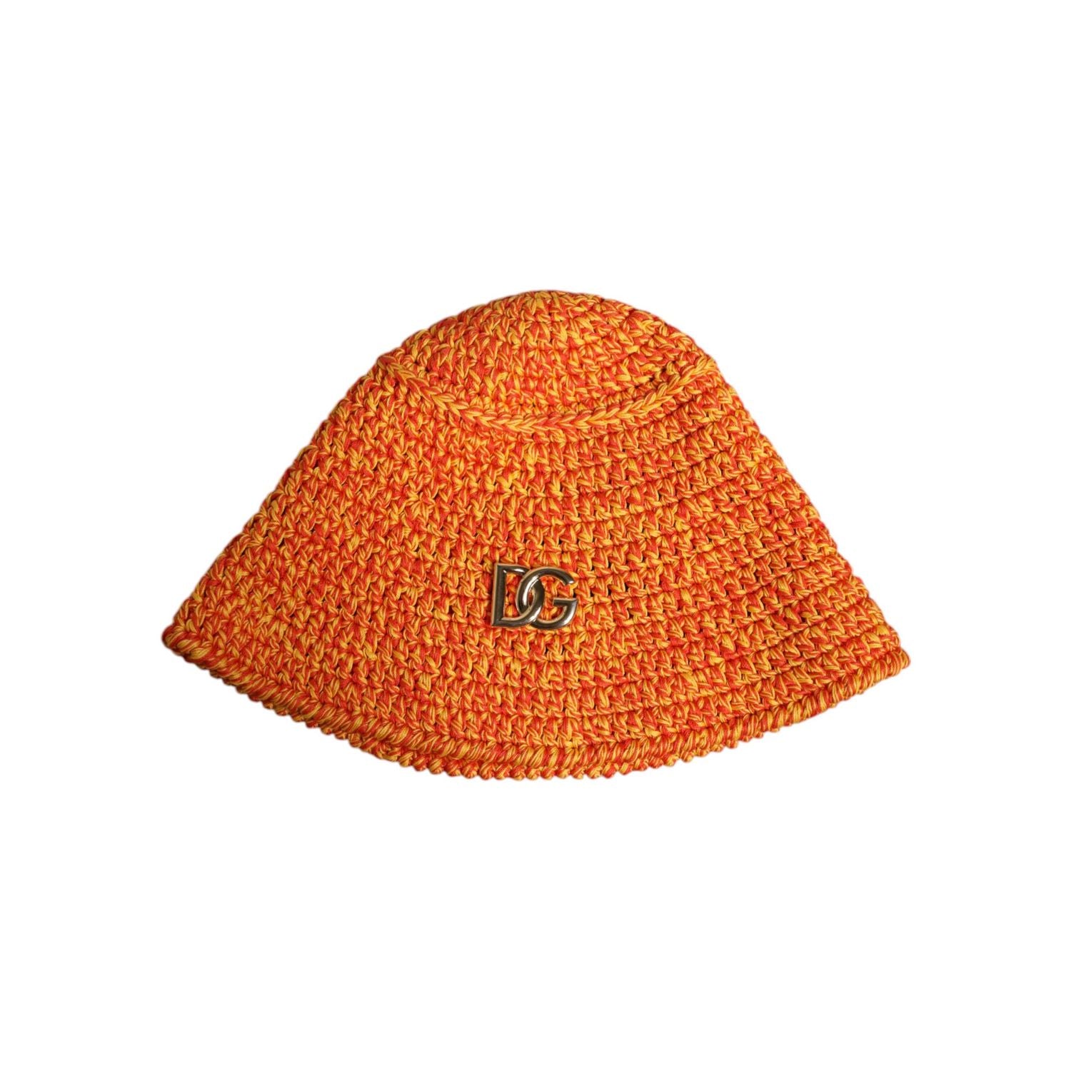 Dolce & Gabbana Orange Cotton Crochet DG Logo Bucket  Hat