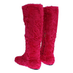 Dolce & Gabbana Pink Lamb Fur Leather Flat Boots SIG19166-1