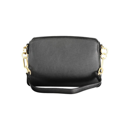 Mario Valentino Black Polyethylene Handbag with removable shoulder handle, adjustable strap, 3 compartments, and contrasting details.