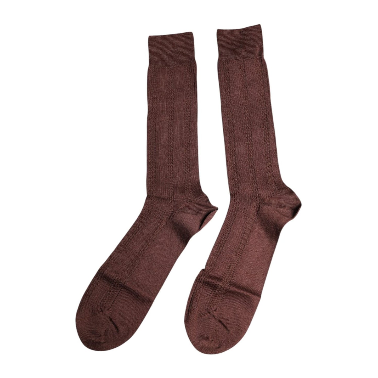 Dolce & Gabbana Brown Stretch Logo Print Mid Calf Socks