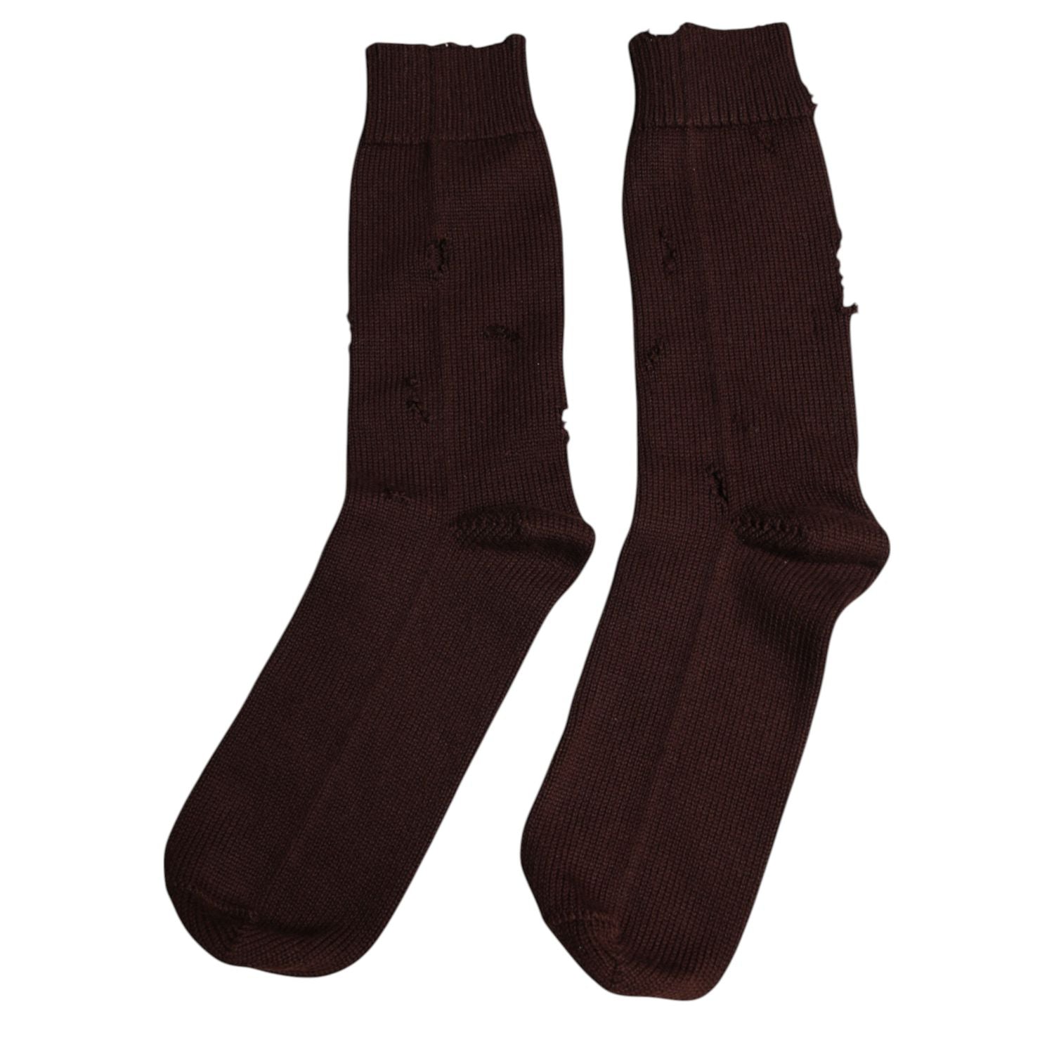 Dolce & Gabbana Brown Solid Cotton Stretch Mid Calf Socks