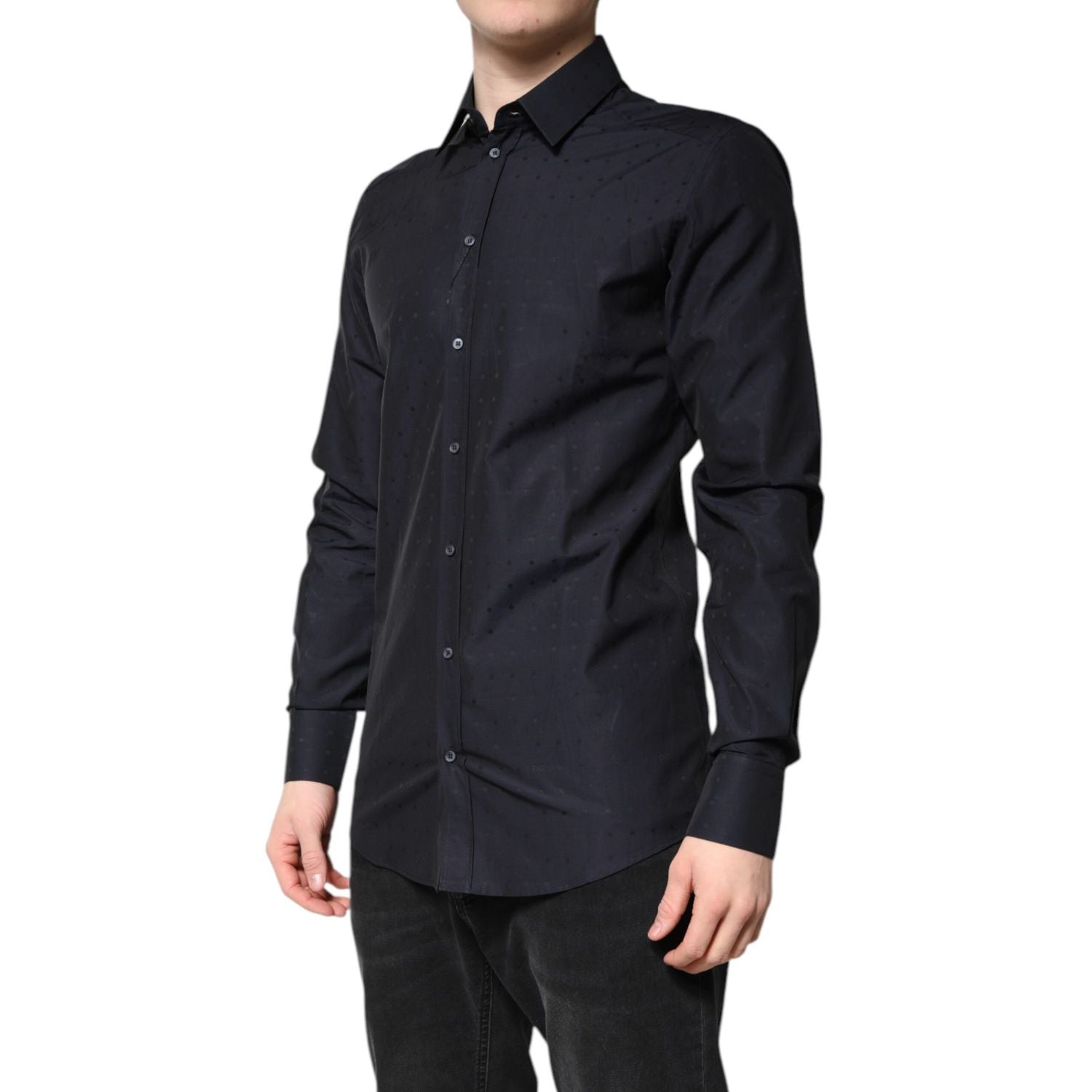 Dolce & Gabbana Black Cotton GOLD Men Dress Formal Shirt