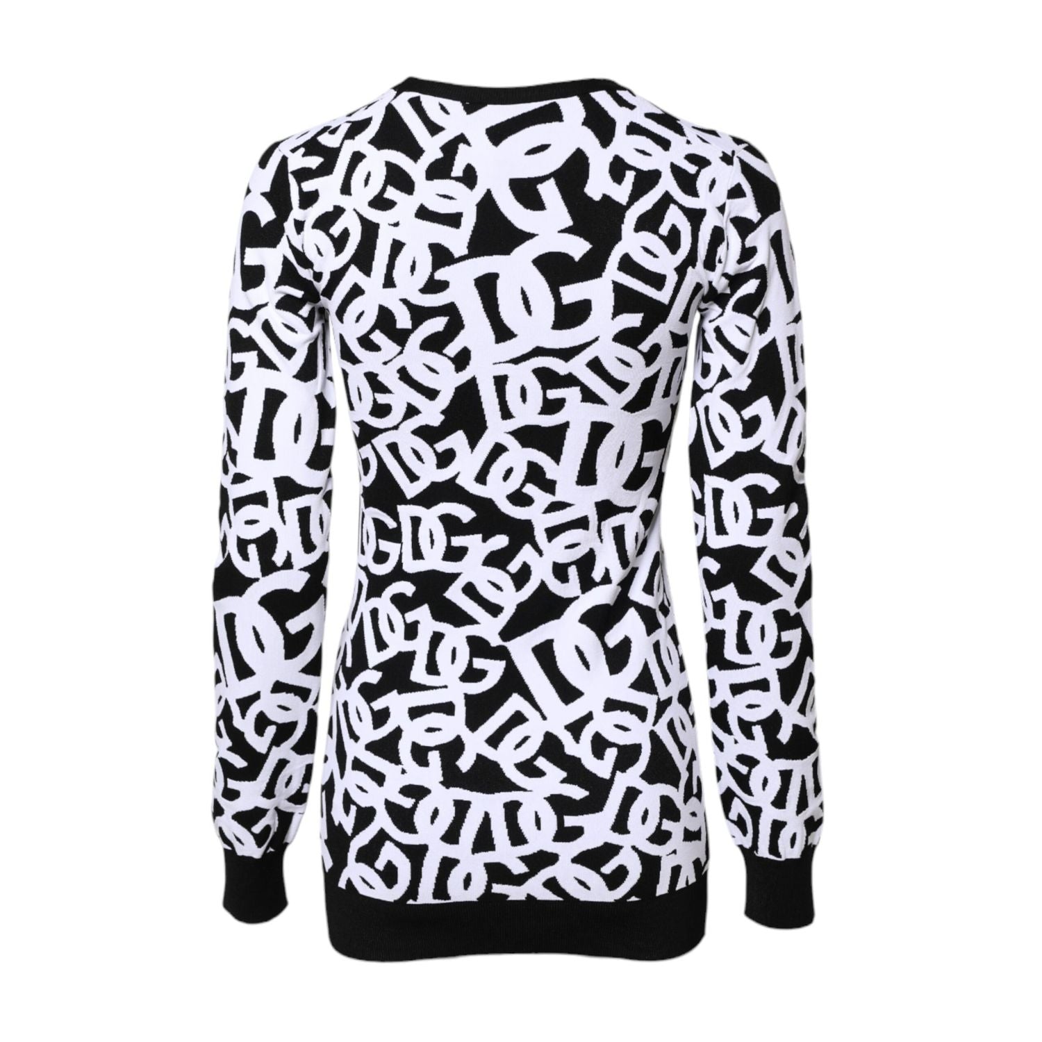 Dolce & Gabbana Black White Logo Print Women Pullover Sweater