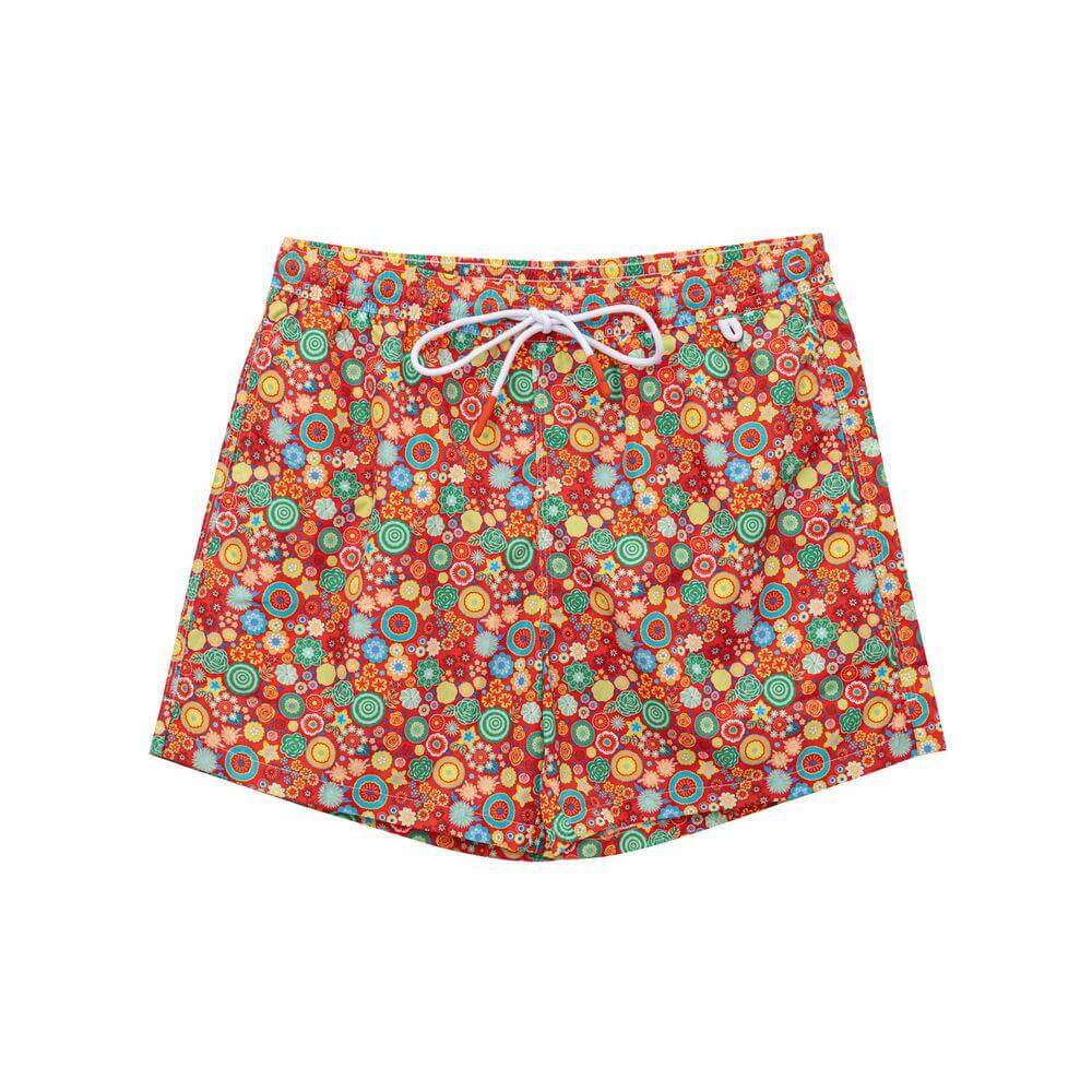 Isaia Red Polyester Swim Short