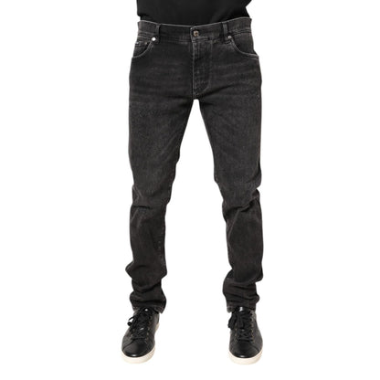Dolce & Gabbana Gray Washed Cotton Skinny Denim Jeans