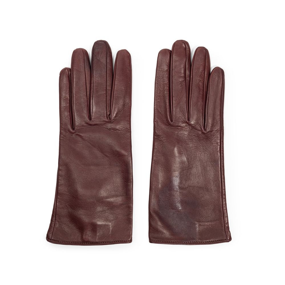 Dolce & Gabbana Burgundy Leather Gloves