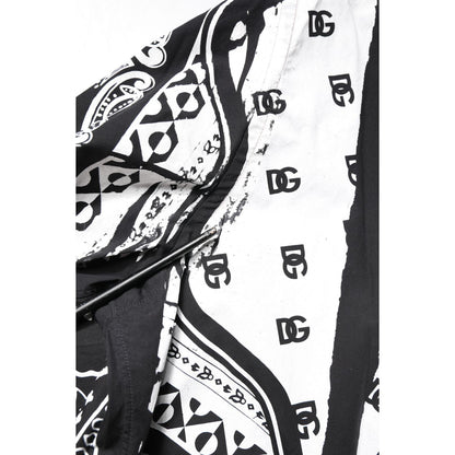 Dolce & Gabbana Black White Bandana MARTINI Men Dress Shirt