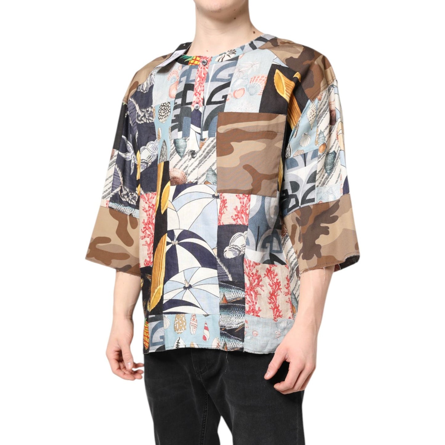 Dolce & Gabbana Multicolor Patchwork Short Sleeves Shirt