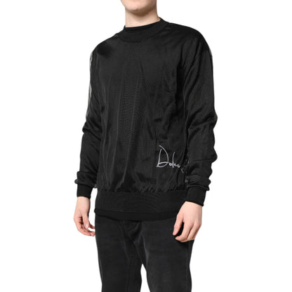 Dolce & Gabbana Black Logo Knitted Crewneck Pullover Sweater