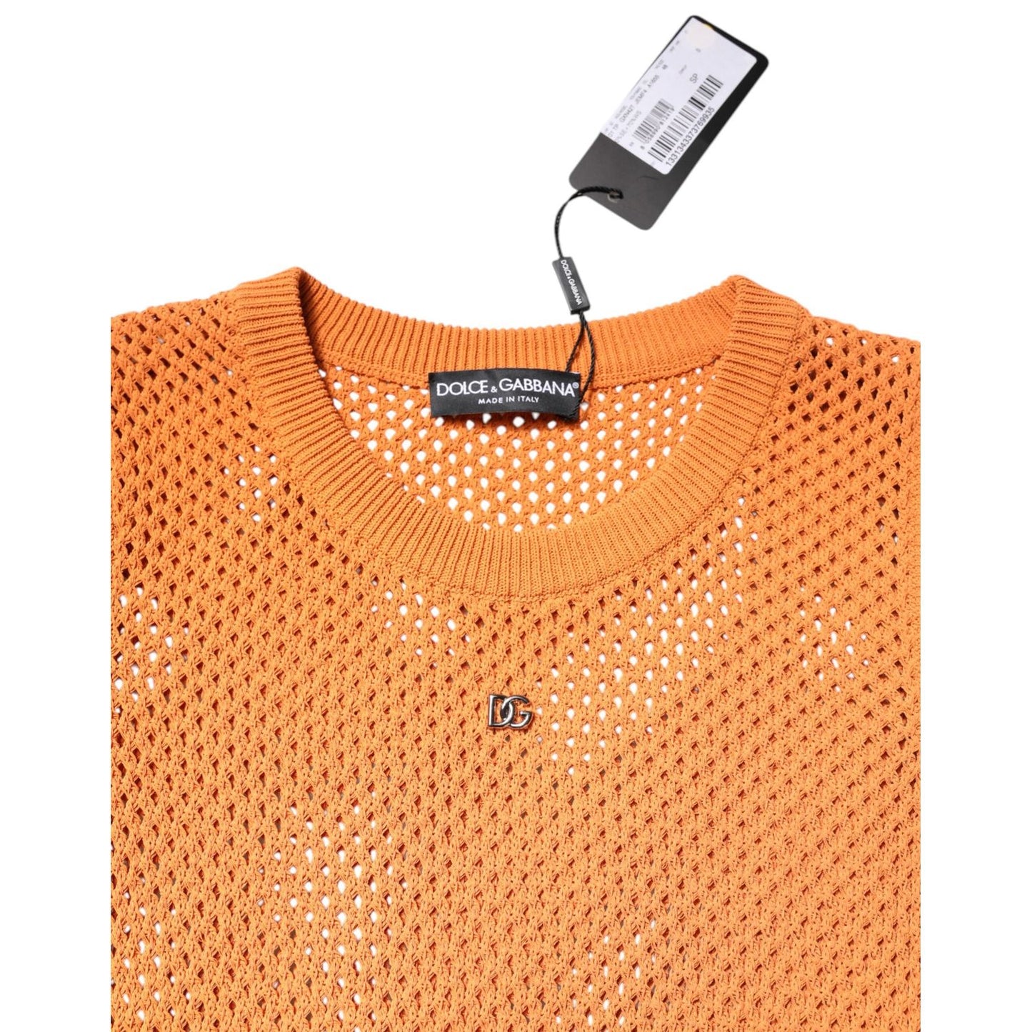 Dolce & Gabbana Orange Cashmere Round Neck Sleeveless T-shirt TSH90324-48