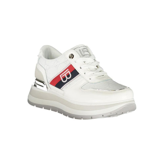 Laura Biagiotti white polyester women sneaker with logo embroidery and contrasting details