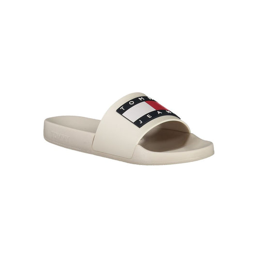 Tommy Hilfiger white polyethylene women’s sandal with logo, slip-on style, chic design for casual elegance.