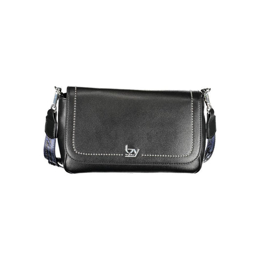BYBLOS black polyethylene women handbag with adjustable strap and removable handle, stylish and versatile fashion accessory.
