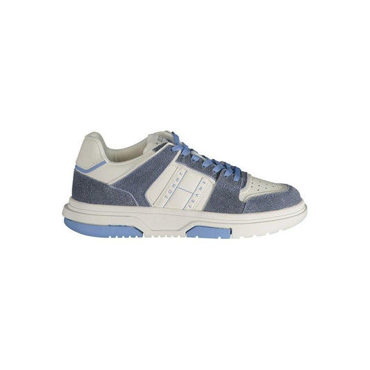 Tommy Hilfiger light blue leather women's sneaker with contrast details and iconic logo, crafted for style and comfort.