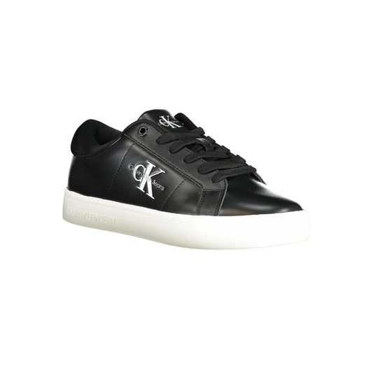 Calvin Klein black polyethylene women sneaker with lace-up design and contrasting details, featuring the iconic logo for a chic urban look.