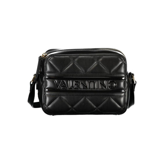 Valentino Bags black polyethylene women's handbag with adjustable strap and zip closure, featuring embossed logo and quilted design.