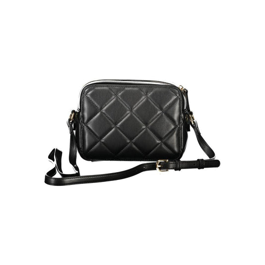 Valentino Bags black polyethylene handbag with quilted design and adjustable strap for women.