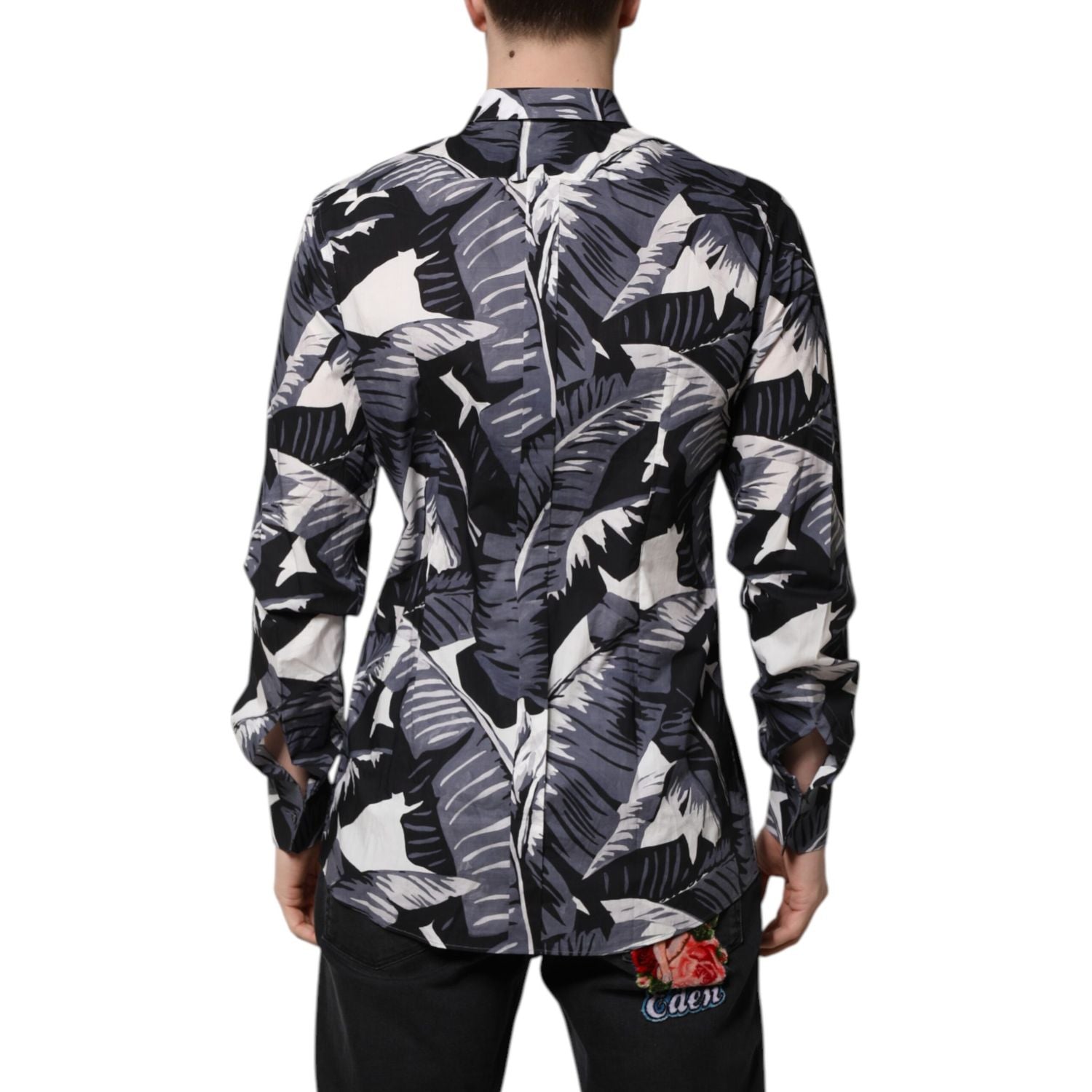 Dolce & Gabbana Multicolor GOLD Cotton Banana Leaf Print Shirt