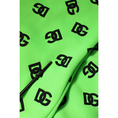 Dolce & Gabbana Green Polyester DGLogo Print Hooded Sweater