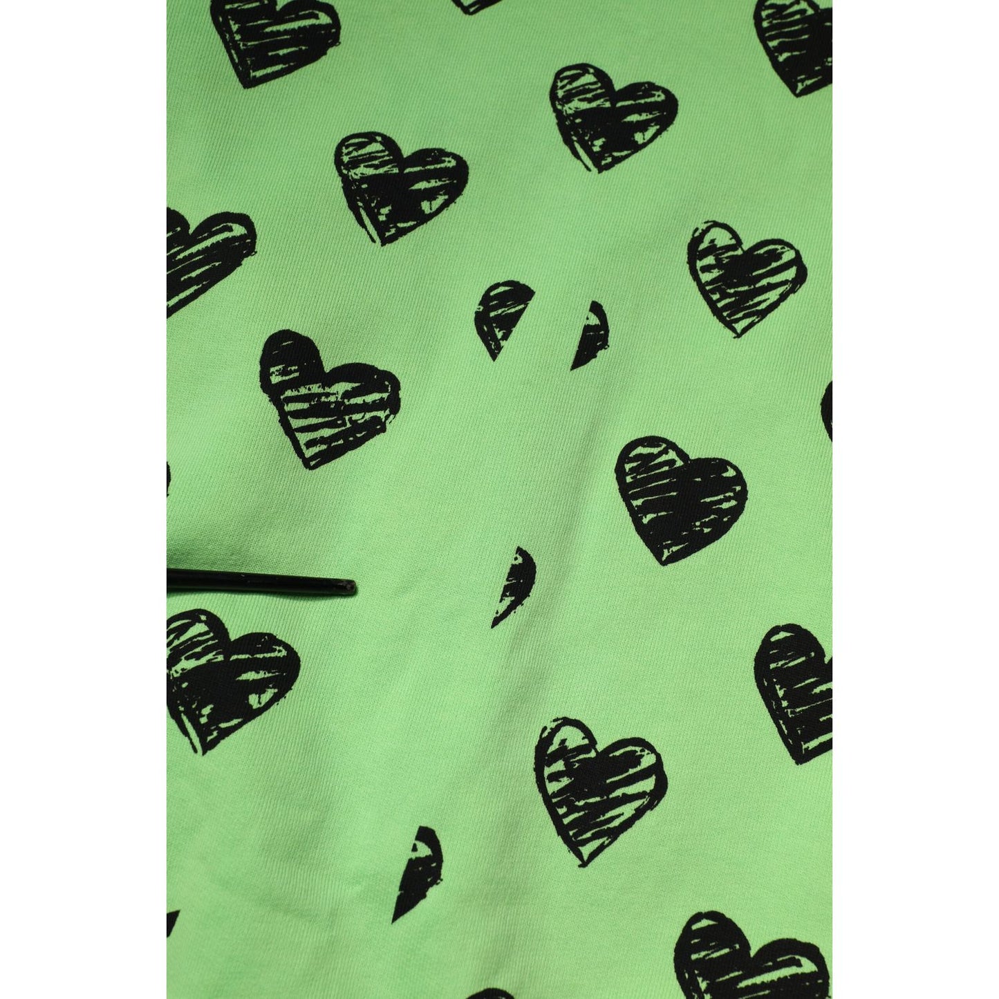 Dolce & Gabbana Green Heart Print Crew Neck Pullover Sweater