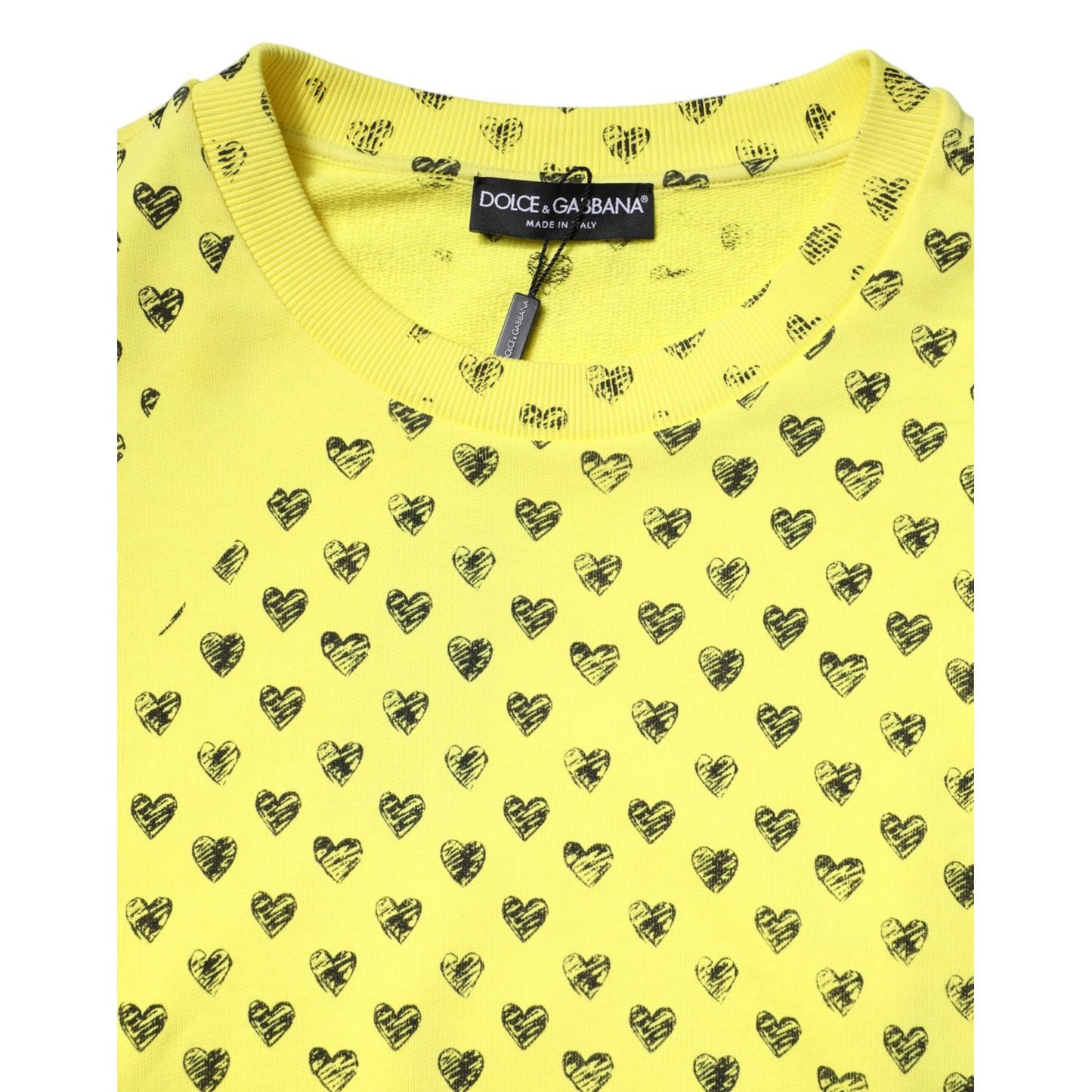Dolce & Gabbana Yellow Heart Crew Neck Men Pullover Sweater