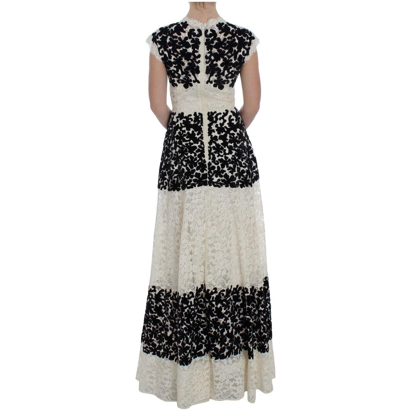 Dolce & Gabbana Floral Lace Ricamo Long Ball Maxi Dress