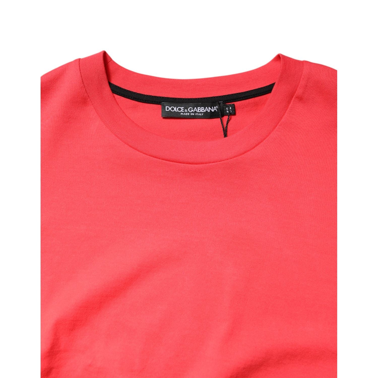 Dolce & Gabbana Red Cotton Lettering Print Crew Neck T-shirt