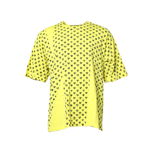 Dolce & Gabbana Yellow Cotton DG Heart Print Crew Neck T-shirt THS90404-50