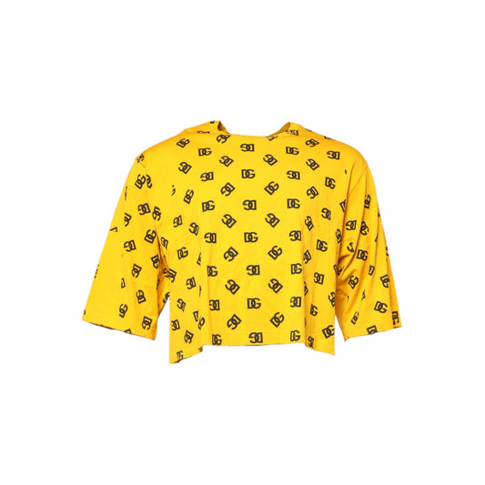 Dolce & Gabbana Yellow Cotton DG Logo Print Cropped T-shirt THS90425-50