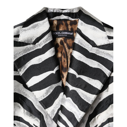 Dolce & Gabbana Black White Polyester Women Blazer Jacket
