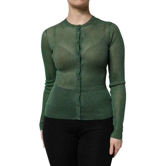 Dolce & Gabbana Green Polyester Long Sleeves Cardigan Sweater