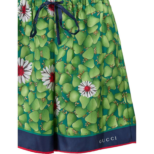 Gucci Green Flower Printed Silk Shorts 744904ZAODT3010_40