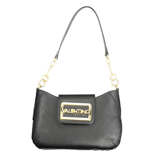 Mario Valentino Black Polyethylene Handbag with removable shoulder handle, adjustable strap, internal pocket, contrast details.