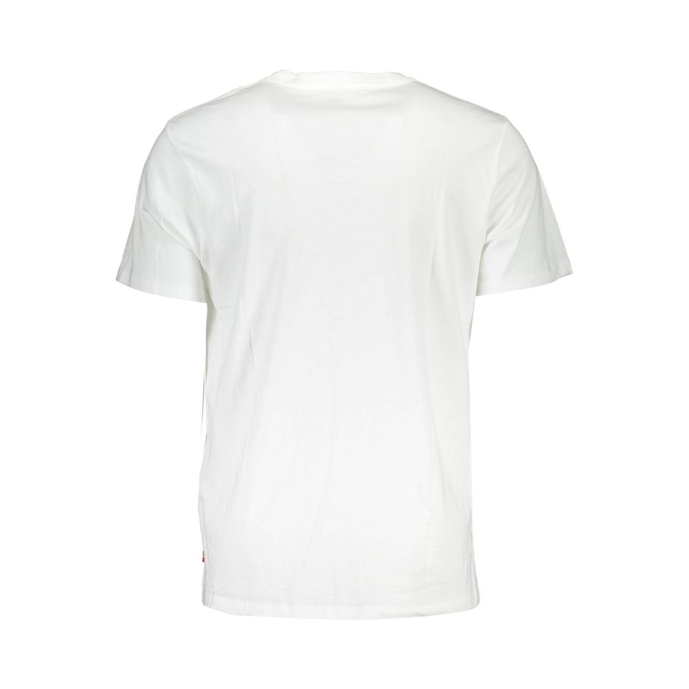 Back view of Levi's White Cotton Men T-Shirt showcasing short sleeves and soft cotton material for ultimate comfort in casual style.