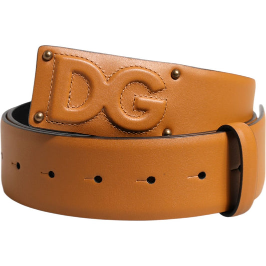 Dolce & Gabbana Brown Leather Buckle DG Logo Embossed Belt BEL9398-90
