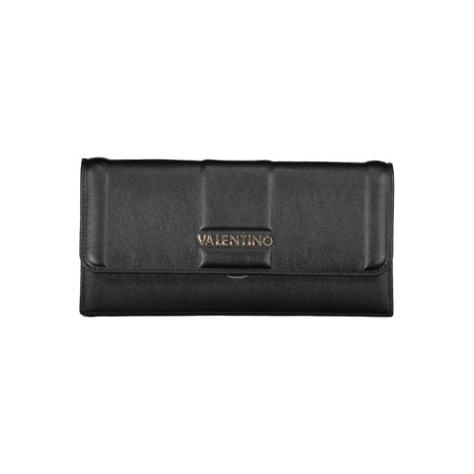 Mario Valentino Black Polyethylene Women Handbag with logo, featuring a removable chain strap and snap closure for secure essentials.