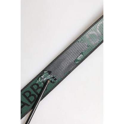 Dolce & Gabbana Green Black Polyester DG Logo Buckle Belt
