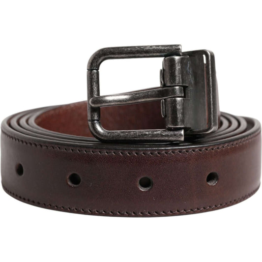 Dolce & Gabbana Brown Classic Calf Leather Metal Buckle Belt BEL9444-105