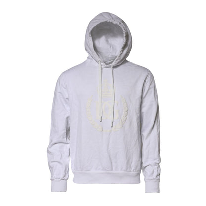 Dolce & Gabbana White Embossed Logo Hooded Sweatshirt Sweater