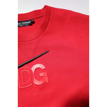Dolce & Gabbana Red Embossed Logo Cotton Crew Neck Sweater TSH90591-48