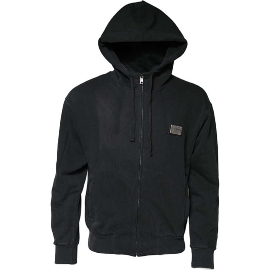 Dolce & Gabbana Black Logo Full Zip Hooded Men Sweatshirt Sweater TSH90596-44
