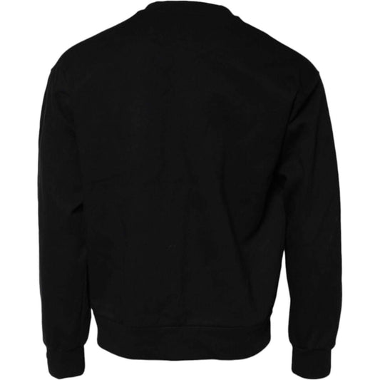 Dolce & Gabbana Black Embossed Logo Cotton Crew Neck Sweater TSH90646-48
