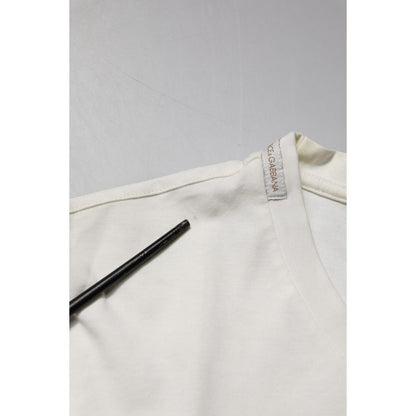 Dolce & Gabbana White Cotton Logo Bandana Print T-shirt