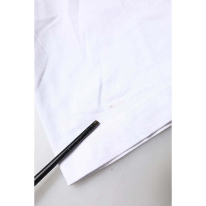 Dolce & Gabbana White Cotton Logo Patch Crew Neck T-shirt