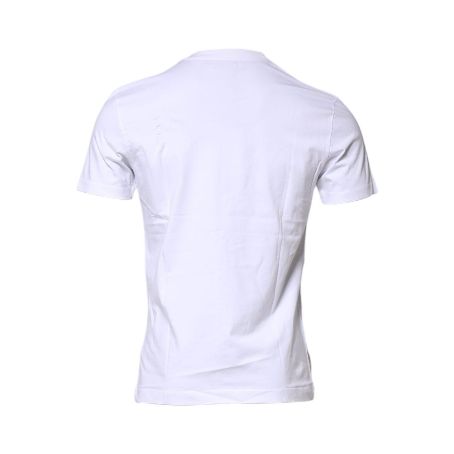 Dolce & Gabbana White Cotton Logo Patch Crew Neck T-shirt