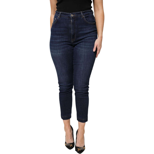 Dolce & Gabbana Blue Cotton High Waisted Cropped Denim Jeans PAN76165-44