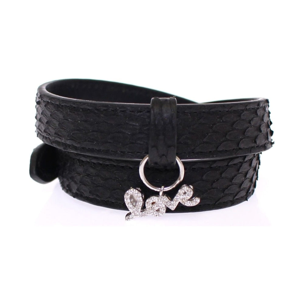 Nialaya Snakeskin CZ LOVE 925 Silver Bracelet NIA10147-1