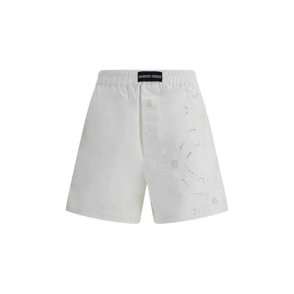 Marine Serre Linen Shorts MA-USH002AUWOV0007WH10-S