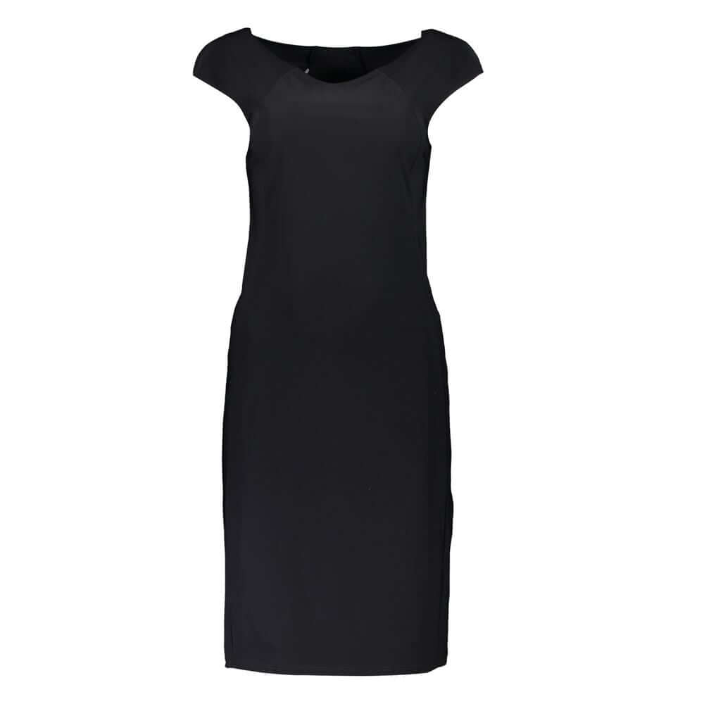 Patrizia Pepe Elegant Black Boat Neck Dress with Wide Straps PA-28357-XS
