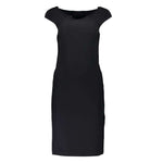 Patrizia Pepe Elegant Black Boat Neck Dress with Wide Straps PA-28357-XS
